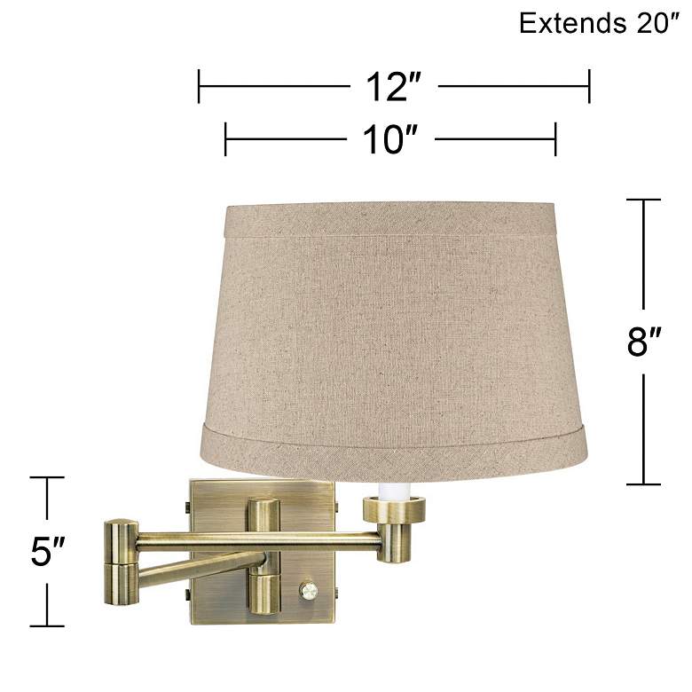 Image 4 Barnes and Ivy Natural Linen Drum Antique Brass Swing Arm with Cord Cover more views