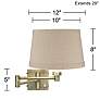 4_Barnes and Ivy Natural Linen Drum Antique Brass Swing Arm with Cord Cover more views