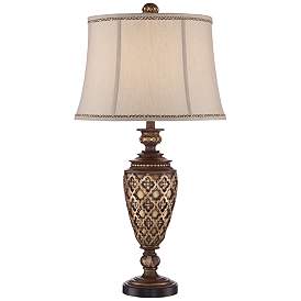 Image2 of Barnes and Ivy Nicole Bronze Traditional Table Lamp with USB Cord Dimmer