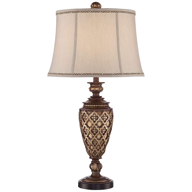 Image 2 Barnes and Ivy Nicole Bronze Traditional Table Lamp with USB Cord Dimmer