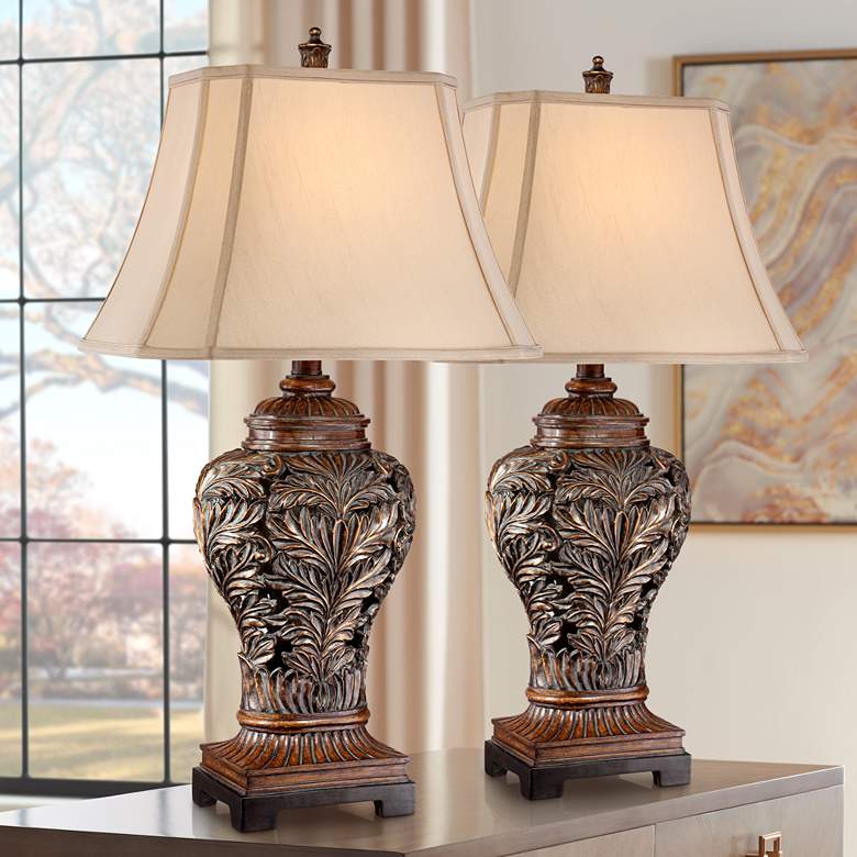 Image 1 Barnes and Ivy Oak Vase 32 1/2" Traditional Table Lamps Set of 2