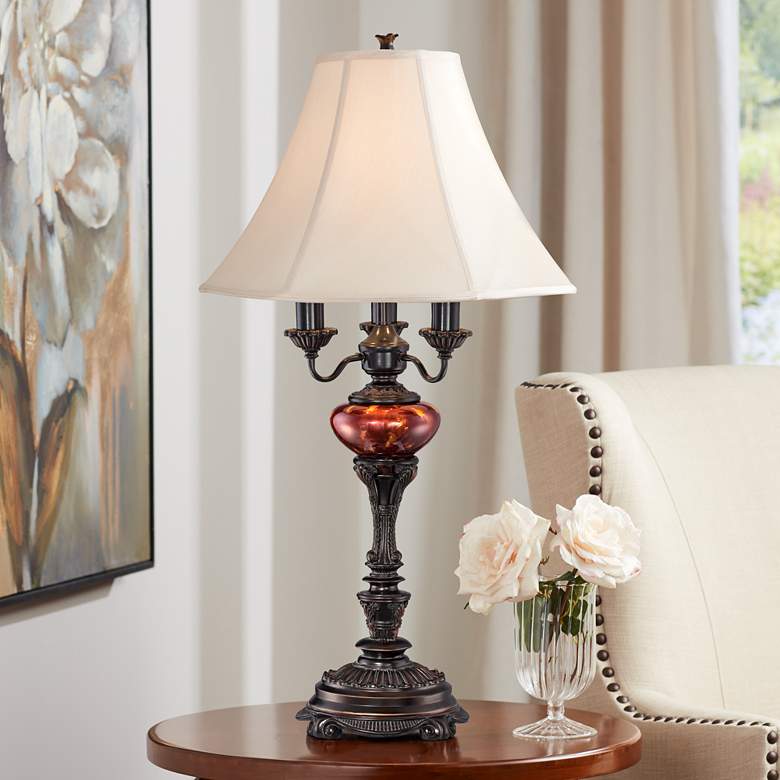 Image 1 Barnes and Ivy Rhys 34" High 4-Light Tortoise Shell Glass Table Lamp