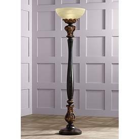 Image1 of Barnes and Ivy Rita 75" High Acanthus Leaf Torchiere Floor Lamp