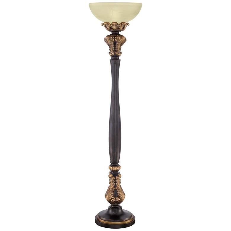 Image 6 Barnes and Ivy Rita 75" High Acanthus Leaf Torchiere Floor Lamp more views