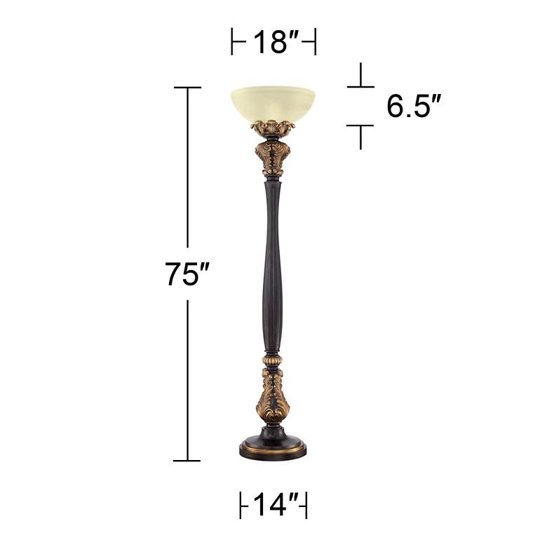 Image 7 Barnes and Ivy Rita 75" High Acanthus Leaf Torchiere Floor Lamp more views