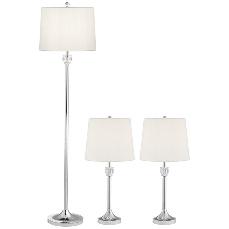 Image 1 Barnes and Ivy Romley Chrome and Crystal 3-Piece Floor and Table Lamp Set