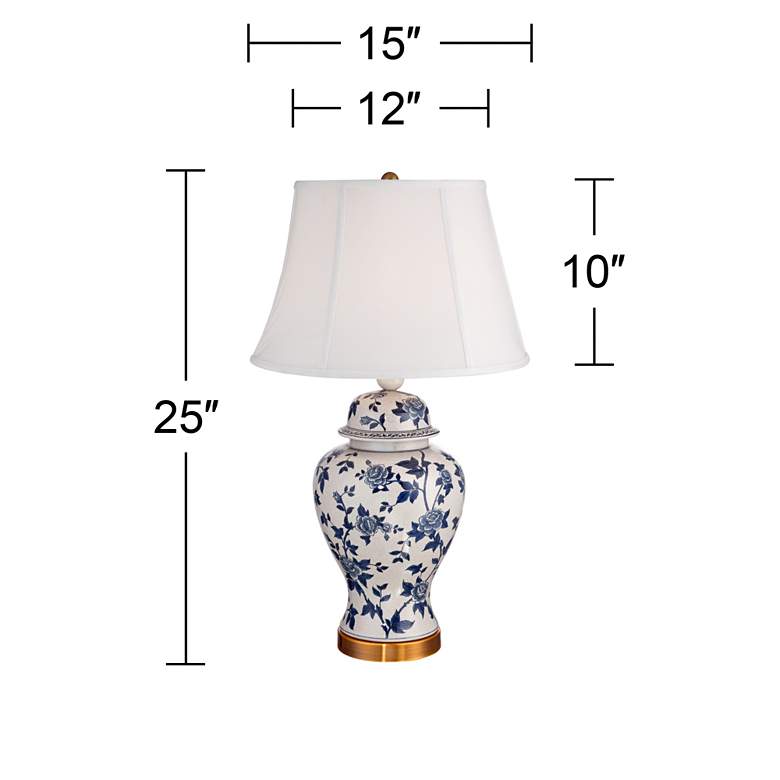 Image 7 Barnes and Ivy Rose Vine 25 inch Blue White Ceramic Temple Jar Table Lamp more views