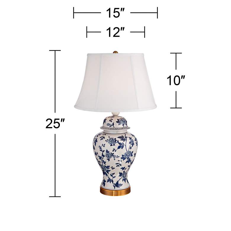 Image 7 Barnes and Ivy Rose Vine 25" Blue White Ceramic Temple Jar Table Lamp more views