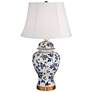 Barnes and Ivy Rose Vine Blue and White Ceramic Temple Jar Table Lamp