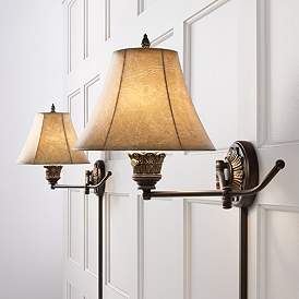 Image2 of Barnes and Ivy Rosslyn Bronze Plug-In Swing Arm Wall Lamps Set of 2
