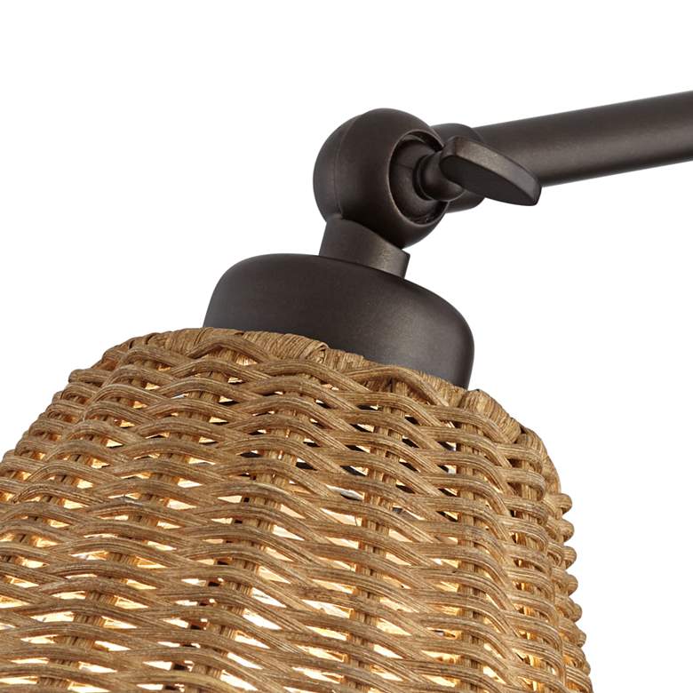 Image 3 Barnes and Ivy Rowlett Bronze Rattan Shade Plug-In Wall Lamp more views