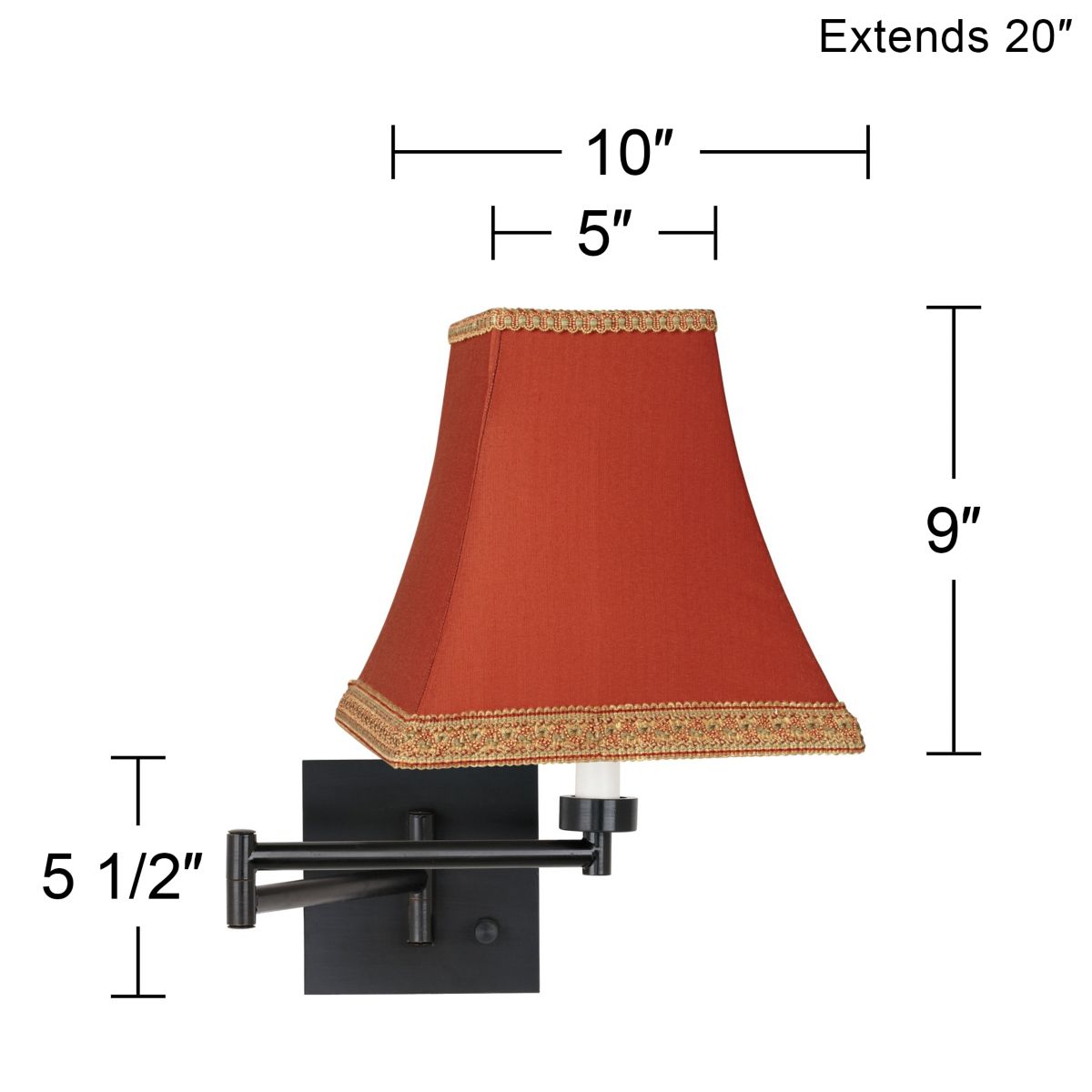 Image 4 Barnes and Ivy Rust Dimmable Espresso Finish Plug-in Swing Arm Lamp more views
