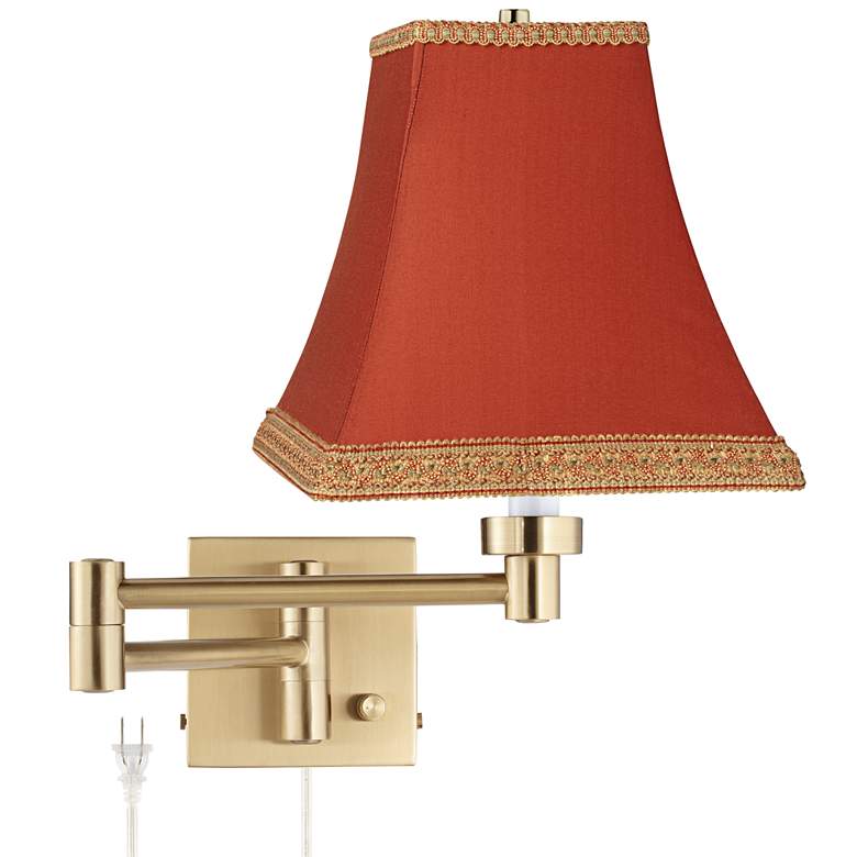 Image 1 Barnes and Ivy Rust Orange Alta Square Warm Gold Swing Arm Wall Light