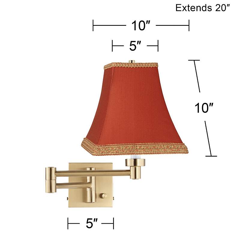 Image 5 Barnes and Ivy Rust Orange Alta Square Warm Gold Swing Arm Wall Light more views