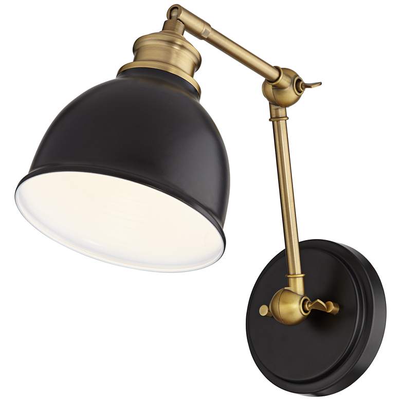 Image 7 Barnes and Ivy Sania Black and Antique Brass Swing Arm Wall Lamps Set of 2 more views