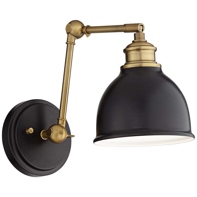 Image 2 Barnes and Ivy Sania Black Brass Adjustable Swing Arm Hardwire Wall Lamp