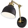 Barnes and Ivy Sania Black Brass Adjustable Swing Arm Hardwire Wall Lamp