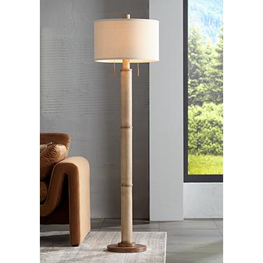 Barnes and Ivy Santiago 65" High Natural Hammered Finish Floor Lamp