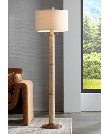 Barnes and Ivy Santiago 65" High Natural Hammered Finish Floor Lamp
