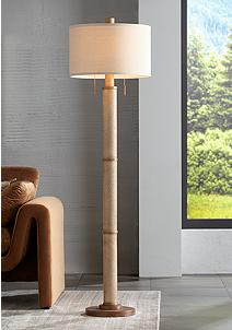 Image Barnes and Ivy Santiago 65" High Natural Hammered Finish Floor Lamp