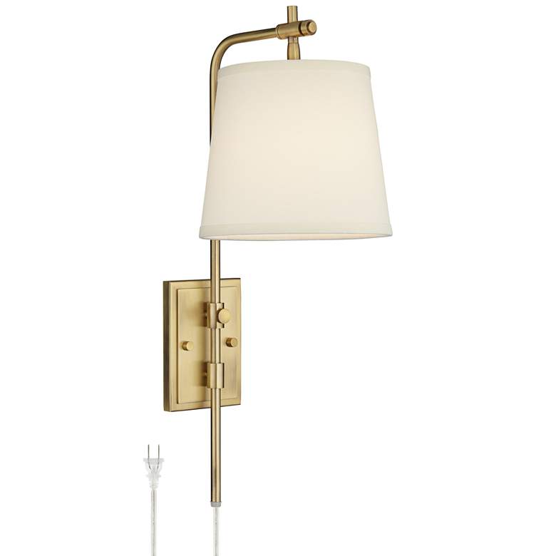Image 2 Barnes and Ivy Seline Warm Gold Adjustable Plug-In Wall Lamp with Dimmer