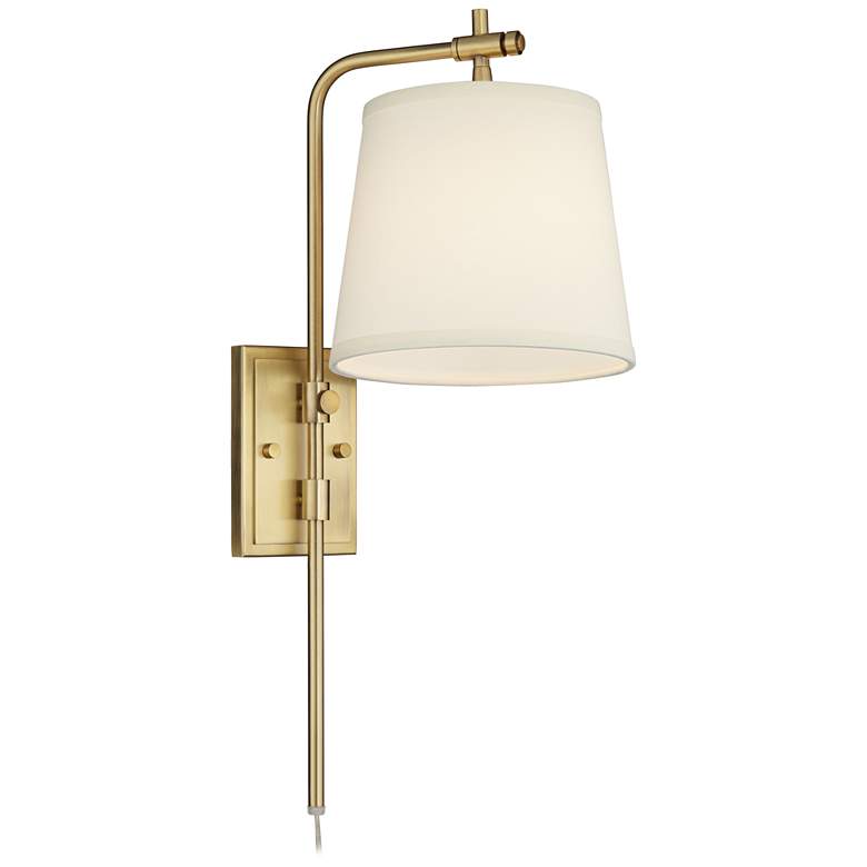 Image 6 Barnes and Ivy Seline Warm Gold Adjustable Plug-In Wall Lamp with Dimmer more views