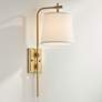 Barnes and Ivy Seline Warm Gold Adjustable Plug-In Wall Lamp with Dimmer
