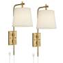 Barnes and Ivy Seline Warm Gold Adjustable Plug-In Wall Lamps Set of 2