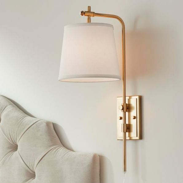 Barnes and Ivy Seline Warm Gold Adjustable Plug-In Wall Lamps Set of 2