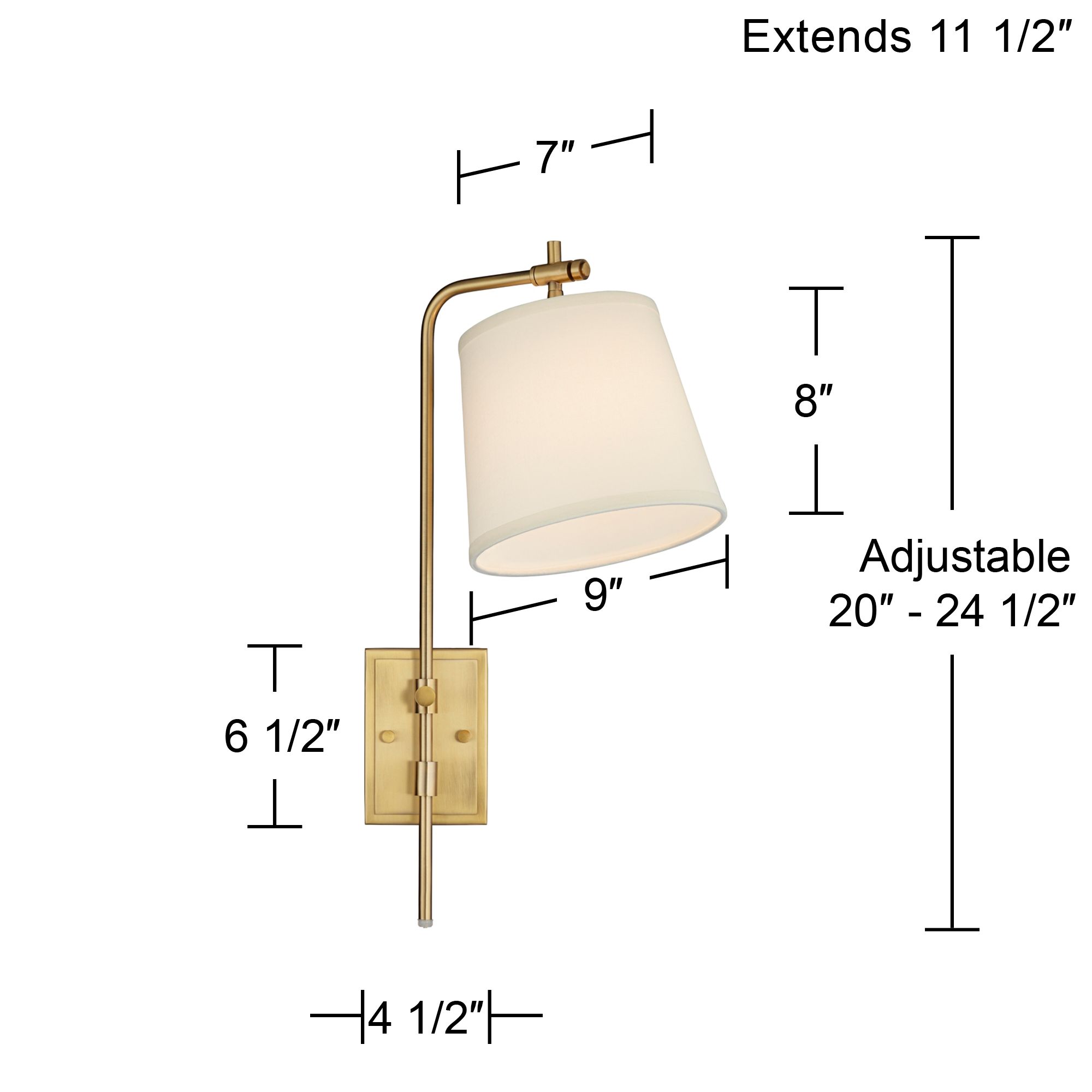 Barnes and Ivy Seline Warm Gold Adjustable Plug-In Wall Lamps Set of 2