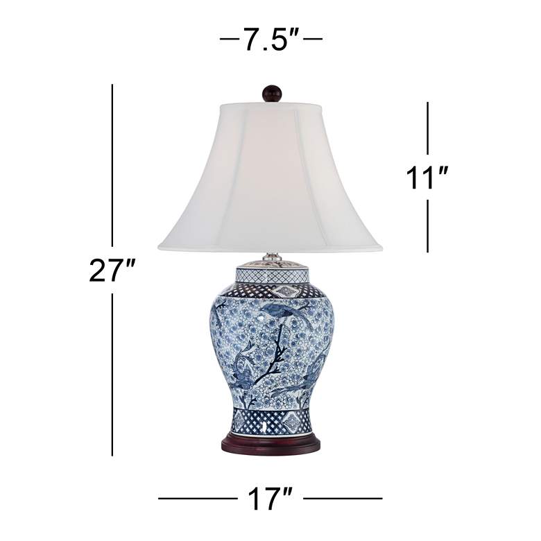 Image 6 Barnes and Ivy Shonna Blue and White Porcelain Table Lamp with Dimmer more views