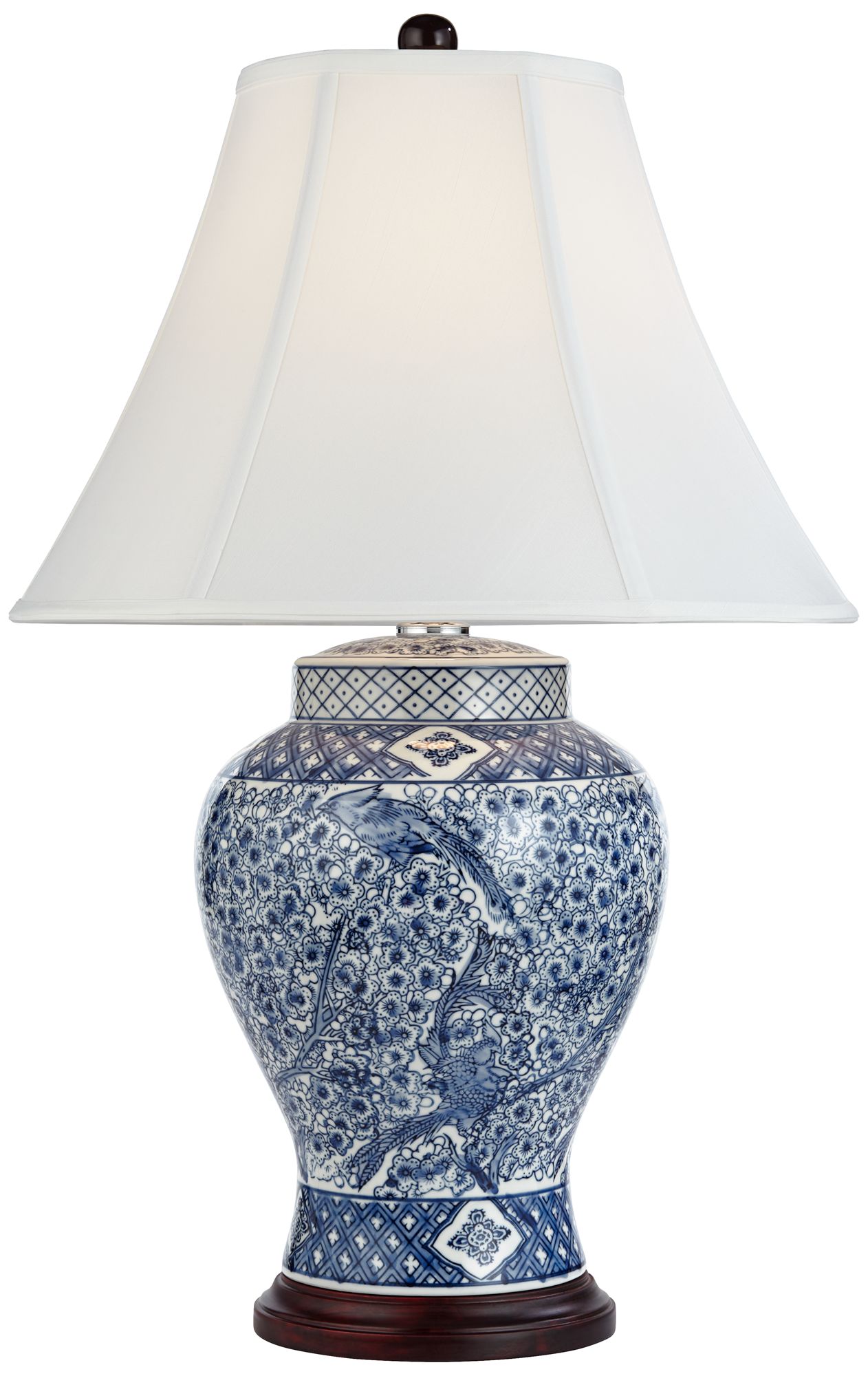 Barnes and Ivy Shonna Blue and White Porcelain Table Lamp with Dimmer in scene