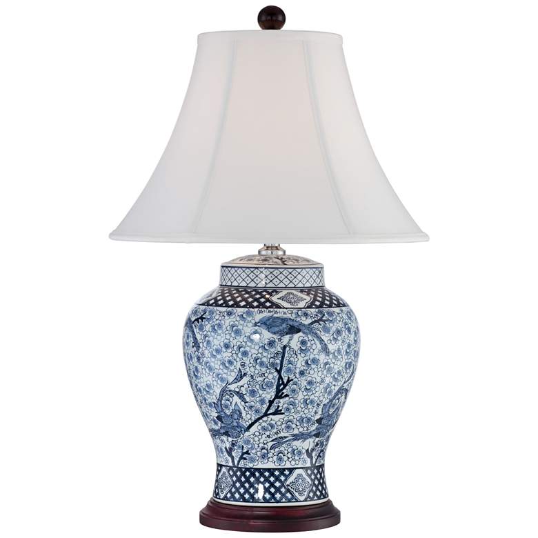Image 2 Barnes and Ivy Shonna Garden Bird 27" Blue White Porcelain Table Lamp