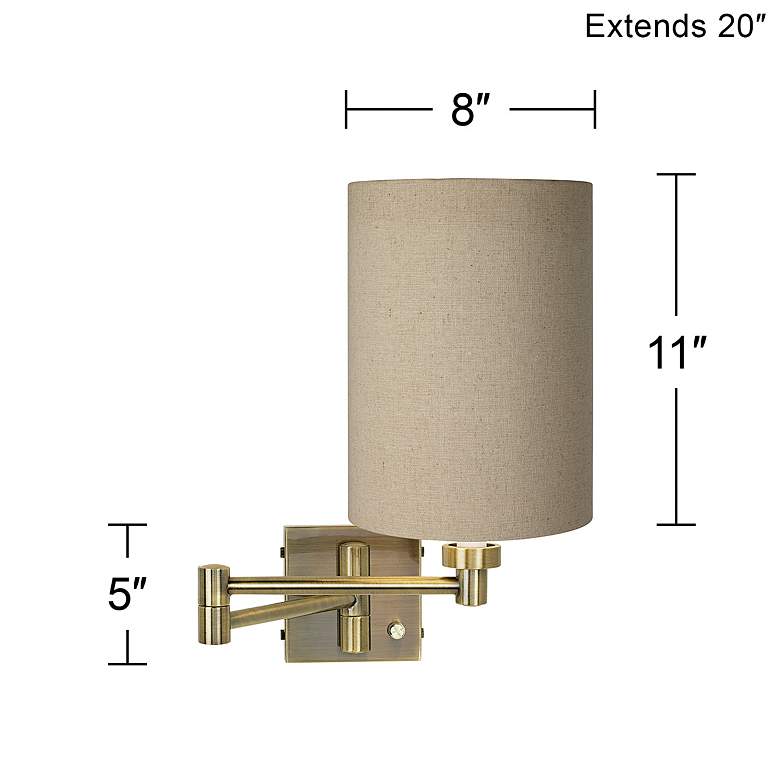 Image 4 Barnes and Ivy Tan Shade Antique Brass Plug-In Swing Arm Wall Light more views