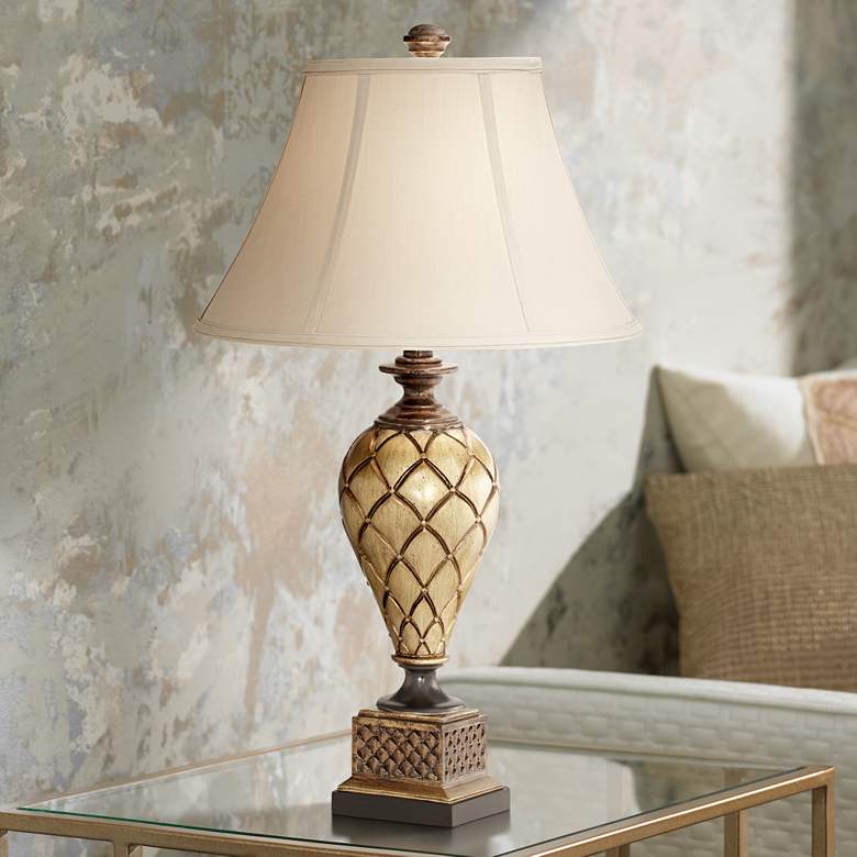 Image 1 Barnes and Ivy Theron 27 1/2" Traditional Antique Gold Urn Table Lamp
