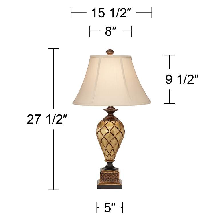 Image 7 Barnes and Ivy Theron 27 1/2 inch Traditional Antique Gold Urn Table Lamp more views