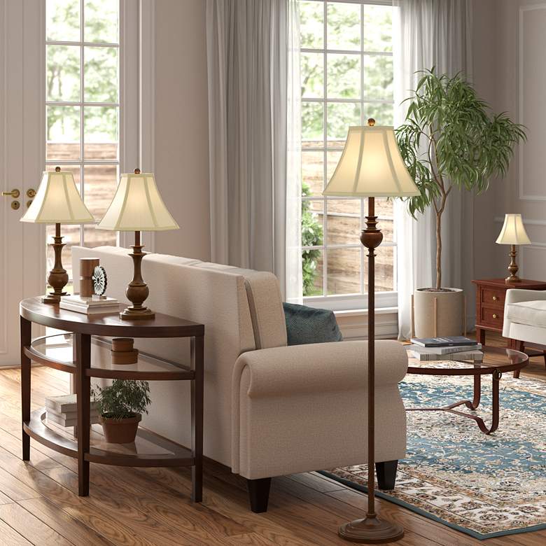 Image 1 Barnes and Ivy Traditional Font Table and Floor Lamps Set of 4