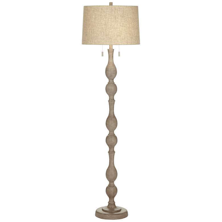 Image 3 Barnes and Ivy Tuscan 62 1/2" Natural Gray Faux Wood Floor Lamp