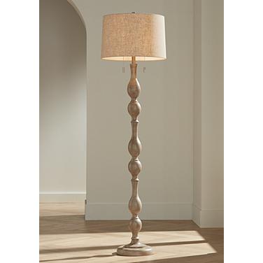 Barnes and Ivy Tuscan 62 1/2" Natural Gray Faux Wood Floor Lamp