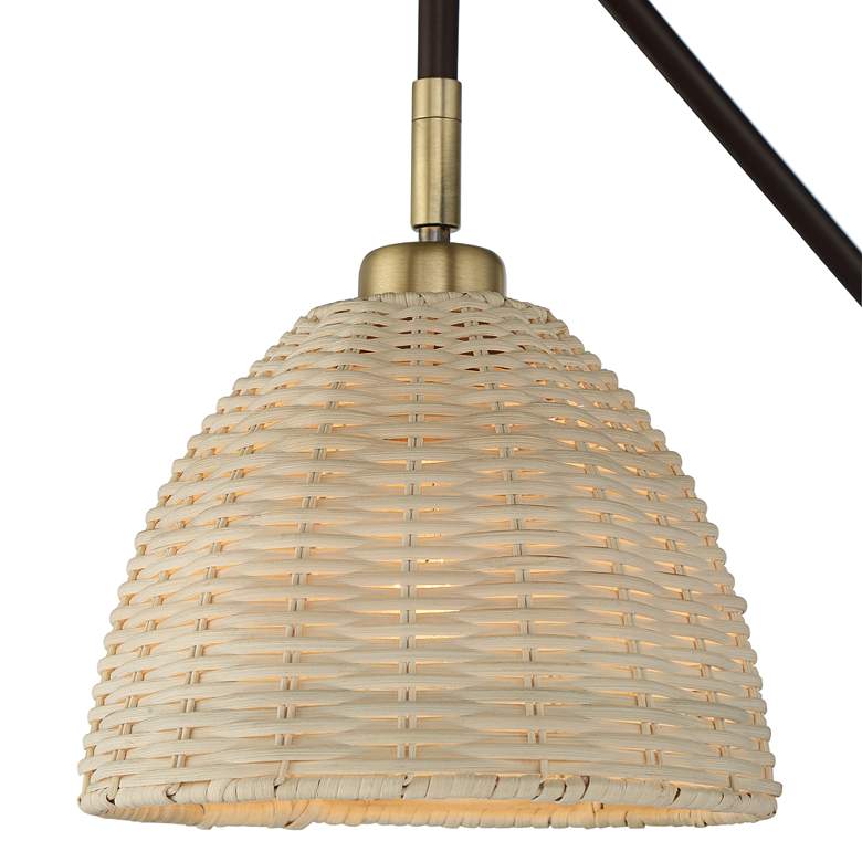 Image 3 Barnes and Ivy Vega Bronze and Brass Rattan Shade Plug-In Wall Lamp more views