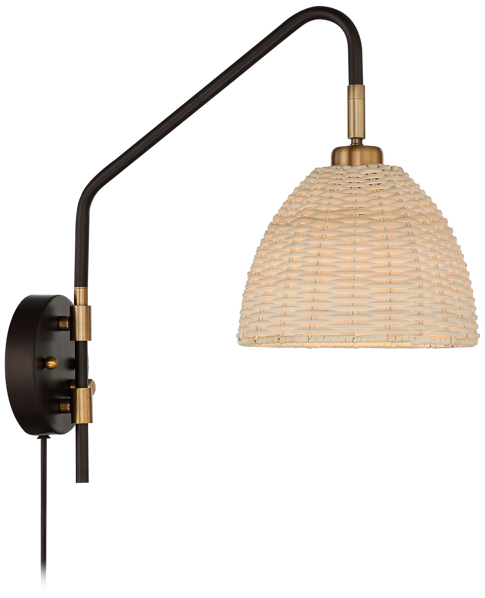 Barnes and Ivy Vega Bronze Plug-In Wall Lamps Set of 2 in scene