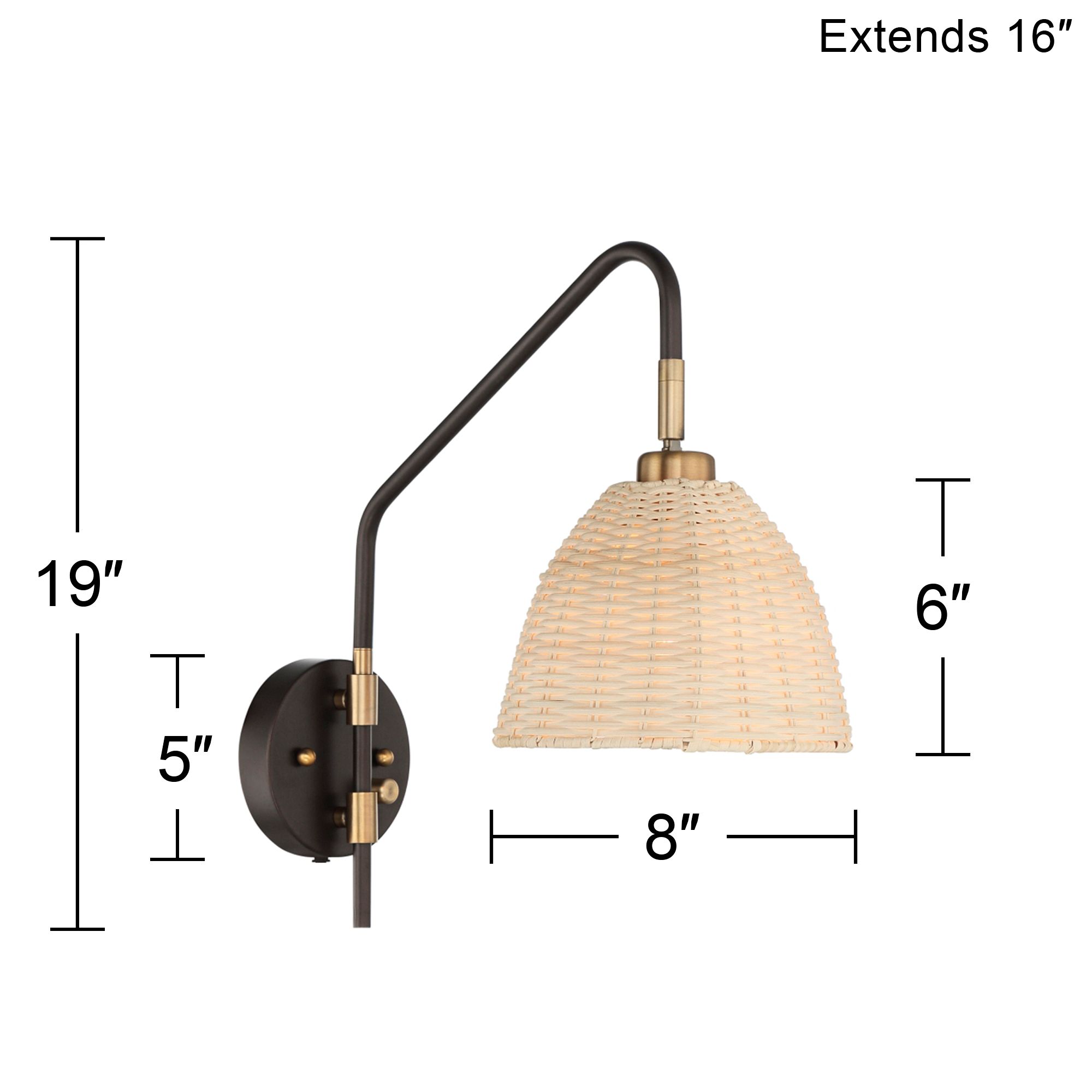 Barnes and Ivy Vega Bronze Plug-In Wall Lamps Set of 2 in scene