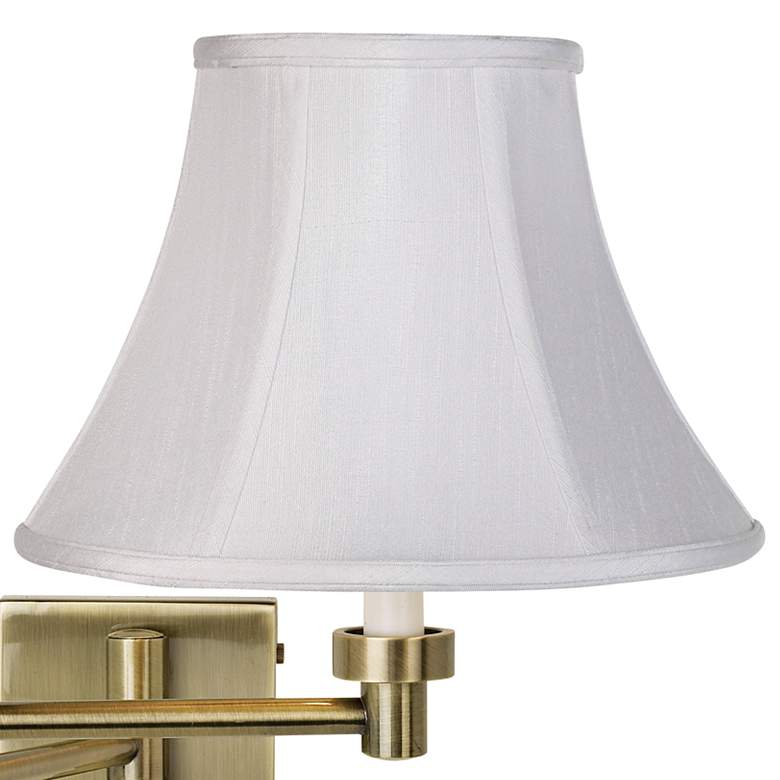 Image 2 Barnes and Ivy White Bell Shade Antique Brass Plug-In Swing Arm Wall Light more views