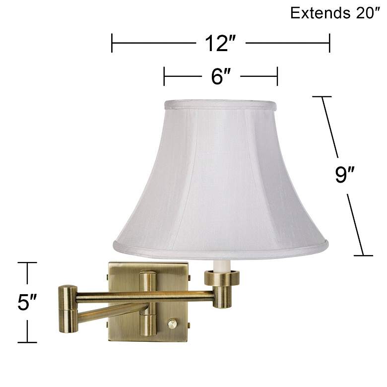 Image 4 Barnes and Ivy White Bell Shade Antique Brass Plug-In Swing Arm Wall Light more views