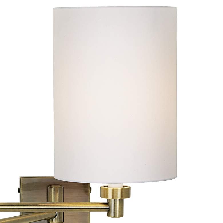 Image 2 Barnes and Ivy White Cylinder Antique Brass Wall Lamp with Cord Cover more views