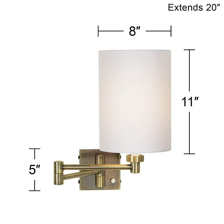 Image 4 Barnes and Ivy White Cylinder Antique Brass Wall Lamp with Cord Cover more views