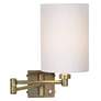1_Barnes and Ivy White Cylinder Shade Antique Brass Swing Arm Wall Lamp