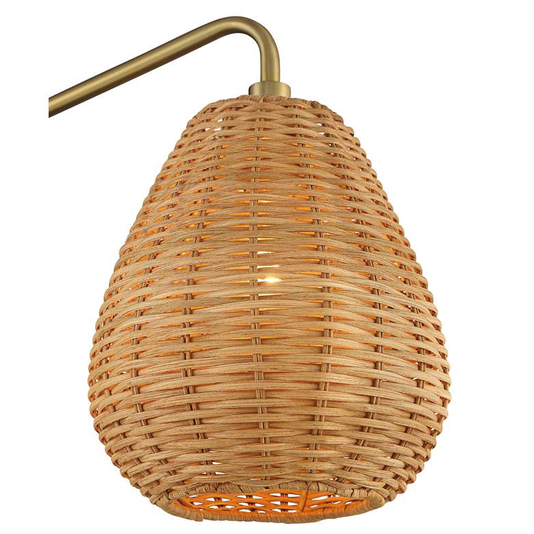 Image 3 Barnes and Ivy Willa Gold and Wicker Shade Swing Arm Plug-In Wall Light more views
