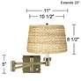 Barnes and Ivy Woven Seagrass Antique Brass Plug-In Swing Arm Wall Lamp in scene