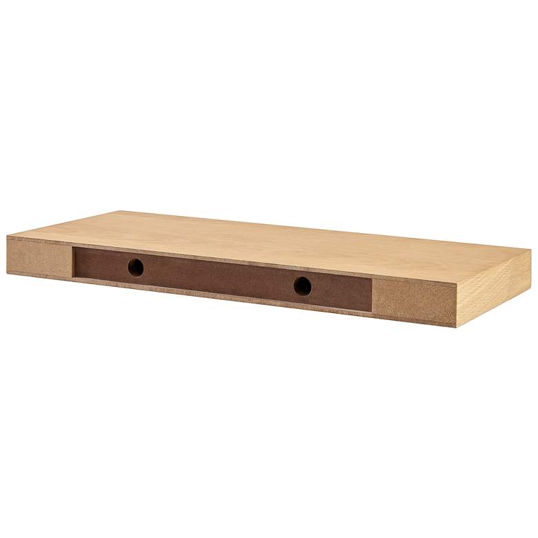 Image 5 Barney 23 1/2"W American Oak Veneer Wood Floating Wall Shelf more views